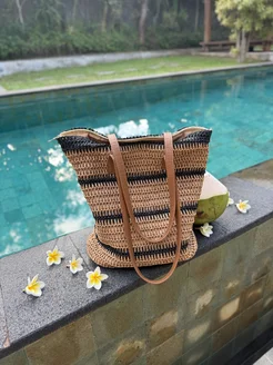 Сумка летняя пляжная плетеная